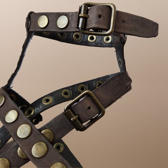Ralph Lauren Denim & Supply Strappy Gladiator Sandals Size 7 Brown Leather Studs - Picture 5 of 11